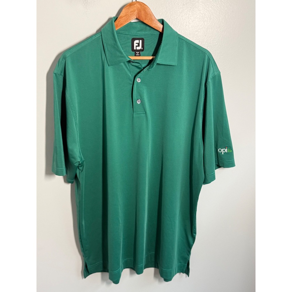 FootJoy Mens Green ProDry Performance Golf Polo Shirt Opti Logo Size Large